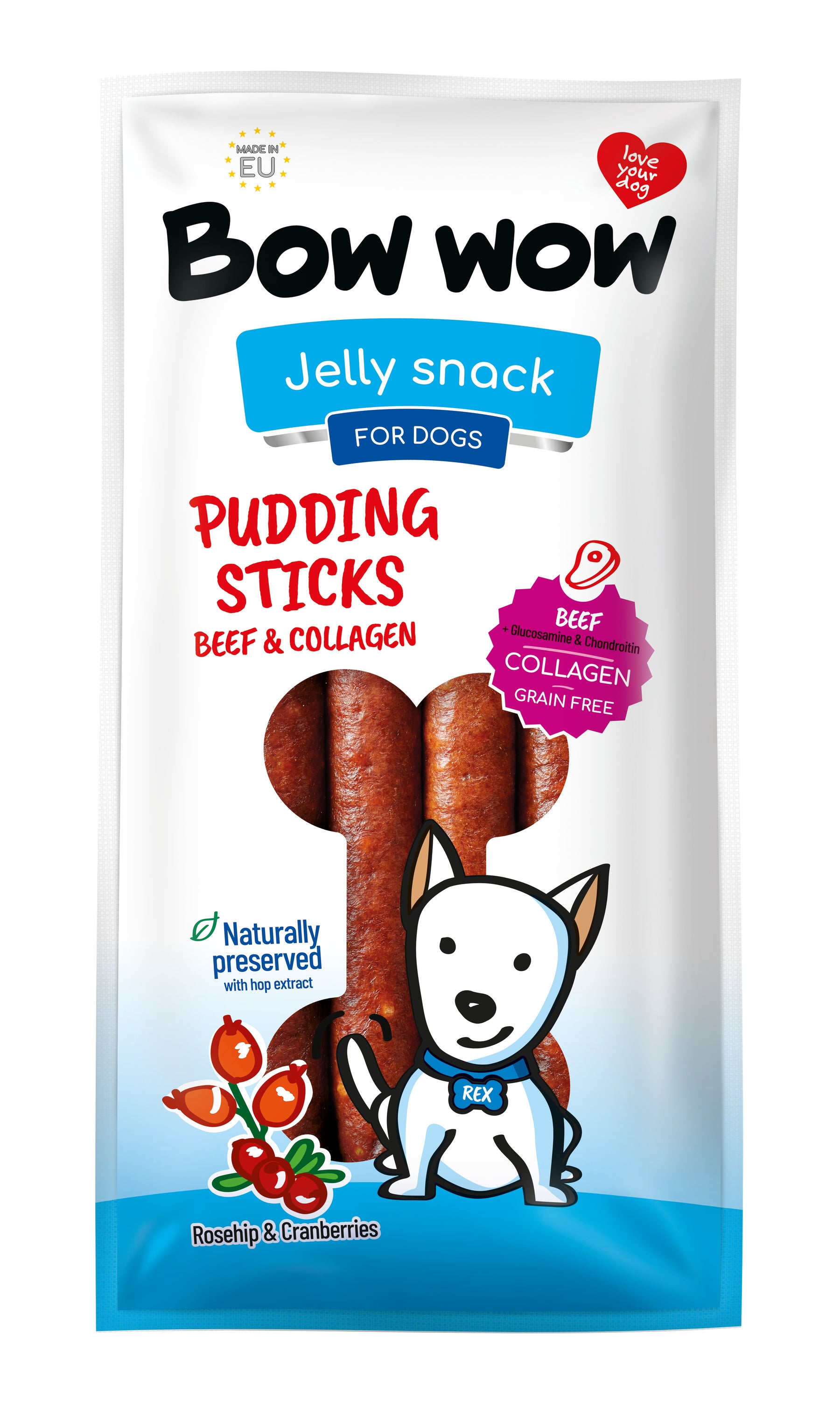 Bow Wow Pudding Sticks Beef 6x170g